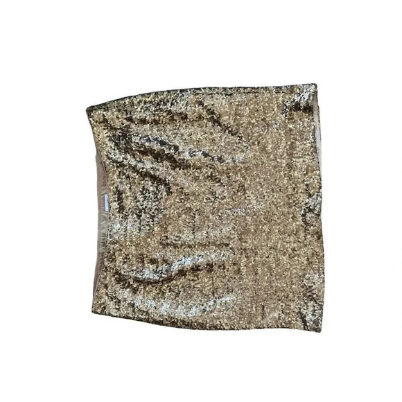 Cache Women's Gold Sequin Mini Skirt Size 12 - Picture 5 of 8